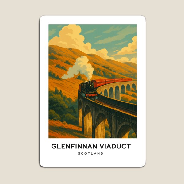 Item preview, Glenfinnan Viaduct Scotland Digital Art TravelPoster designed and sold by TravelMarvel.