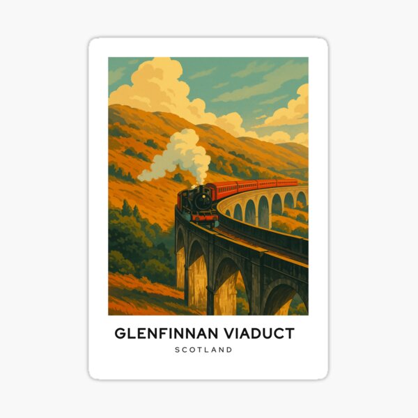 Item preview, Glenfinnan Viaduct Scotland Digital Art TravelPoster designed and sold by TravelMarvel.