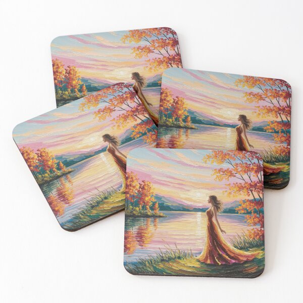 Item preview, Golden Serenity – Autumn Lakeside Sunset designed and sold by Ink And Inspire.