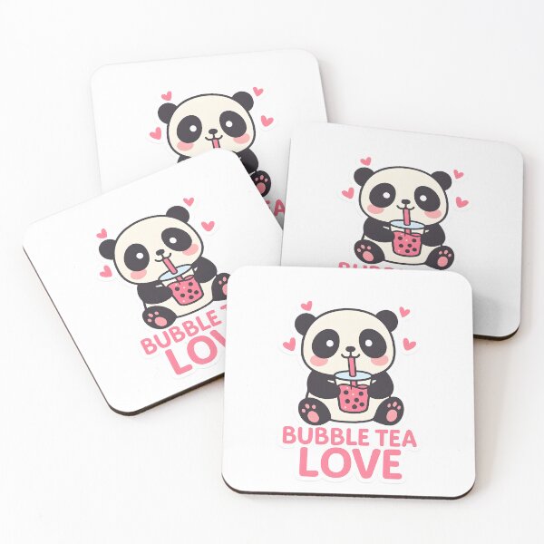 Item preview, Bubble Tea Love – Cute panda with boba drink & hearts designed and sold by AlphaAutomation.