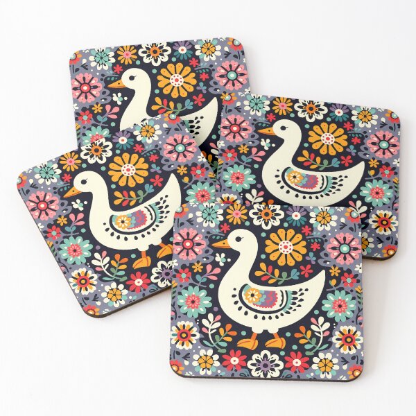 Item preview, Cute Creamy Goose - Scandinavian Folk Art by heidiannemorris © designed and sold by FOLK ART FUSION by heidiannemorris.