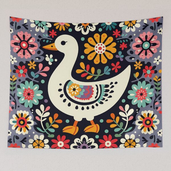 Item preview, Cute Creamy Goose - Scandinavian Folk Art by heidiannemorris © designed and sold by FOLK ART FUSION by heidiannemorris.