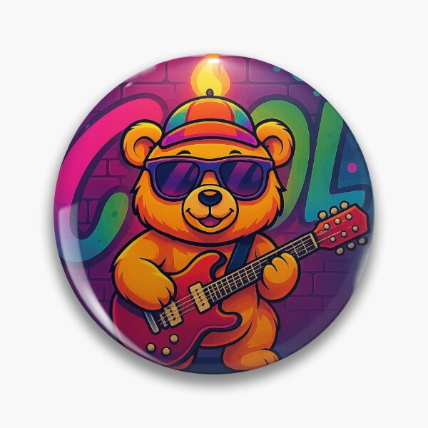 Item preview, Cool Flame Bear with Guitar | Funky Street Cartoon designed and sold by Ironzoulz.