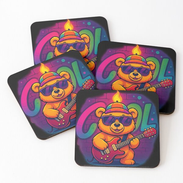 Item preview, Cool Flame Bear with Guitar | Funky Street Cartoon designed and sold by Ironzoulz.