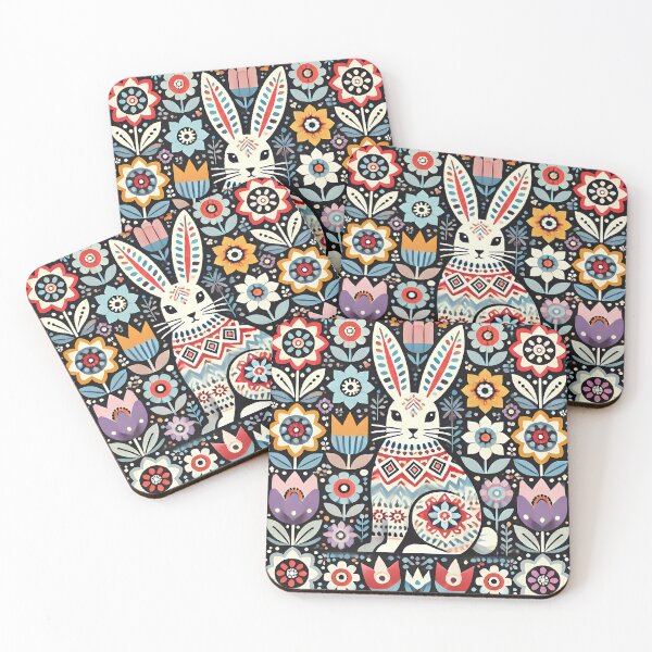 Item preview, Whimsical Patterned Hare - Scandinavian Folk Art by heidiannemorris © designed and sold by FOLK ART FUSION by heidiannemorris.