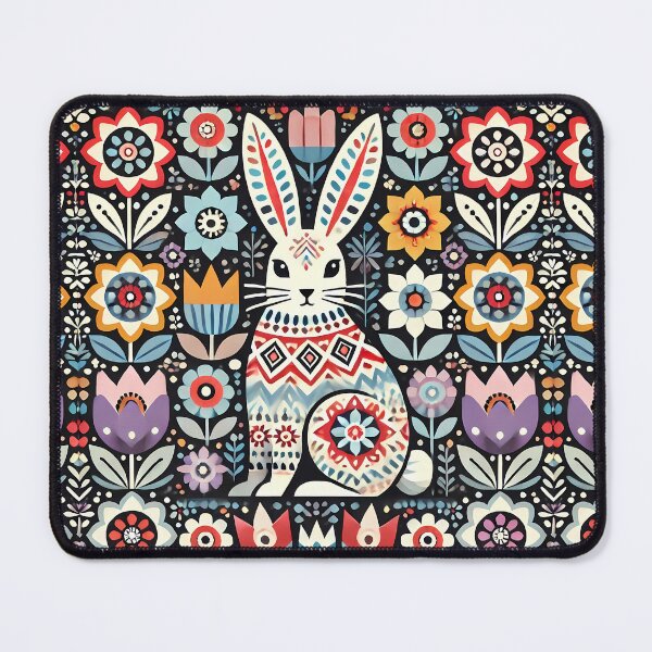 Item preview, Whimsical Patterned Hare - Scandinavian Folk Art by heidiannemorris © designed and sold by FOLK ART FUSION.