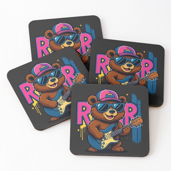 Item preview, Roaring Guitar Bear | Fun Street Rock Art designed and sold by Ironzoulz.