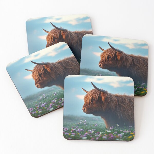 Item preview, Highland cow in flower field designed and sold by Nolan6.