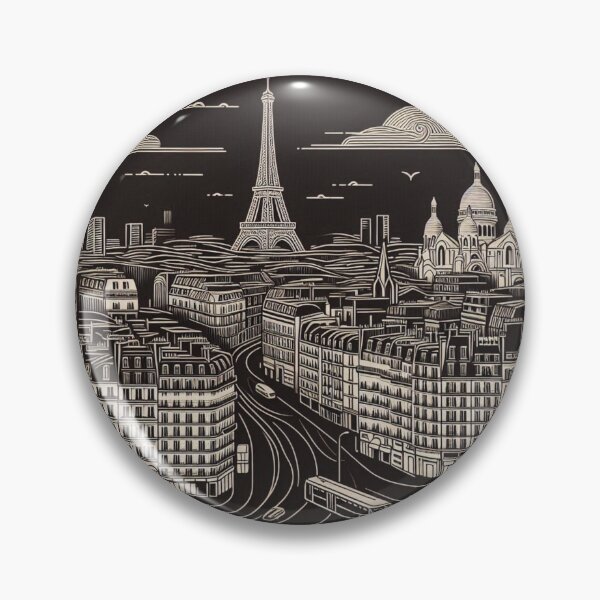 Item preview, Paris City Vector Art in Black and White – Minimalist Retro Design for Fashion, Accessories & City Lovers designed and sold by knalpot-design.