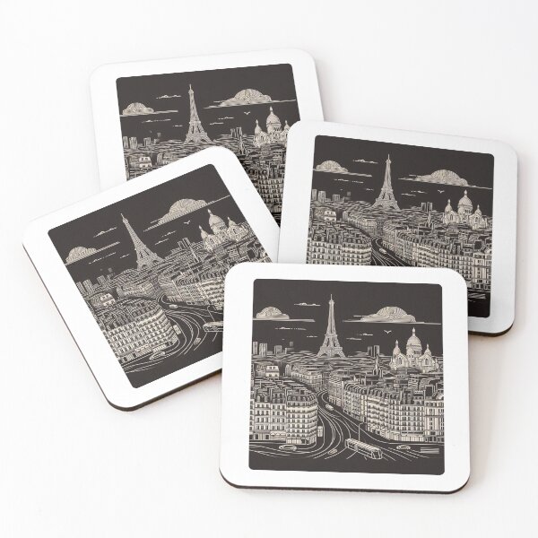 Item preview, Paris City Vector Art in Black and White – Minimalist Retro Design for Fashion, Accessories & City Lovers designed and sold by knalpot-design.