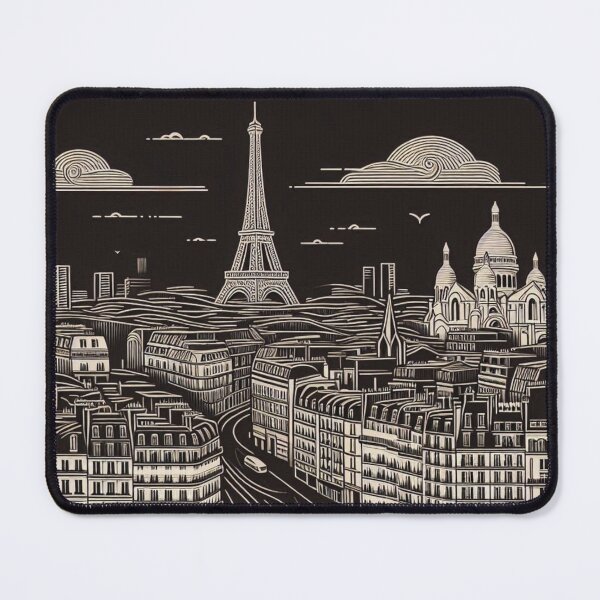 Item preview, Paris City Vector Art in Black and White – Minimalist Retro Design for Fashion, Accessories & City Lovers designed and sold by knalpot-design.
