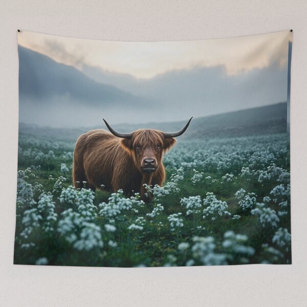 Item preview, Highland cow and flowers designed and sold by Nolan6.
