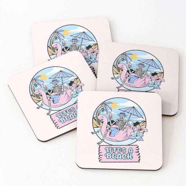 Item preview, Skeleton on Flamingo Float Retro Beach Vibes designed and sold by rdxart.