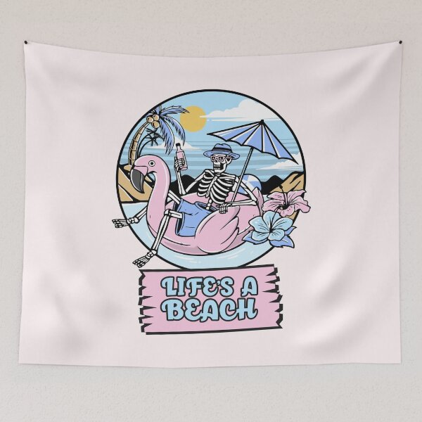 Item preview, Skeleton on Flamingo Float Retro Beach Vibes designed and sold by rdxart.