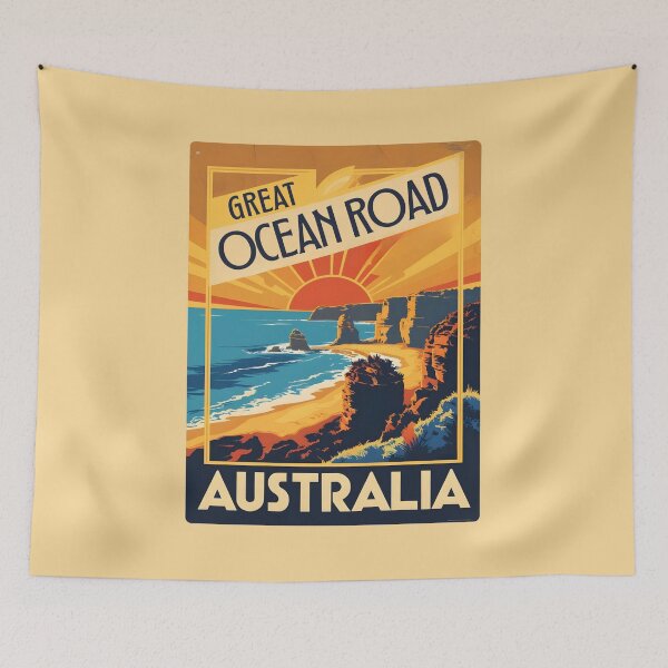 Item preview, A Vintage Travel Art of the Great Ocean Road - Australia designed and sold by GoodOldVintage.