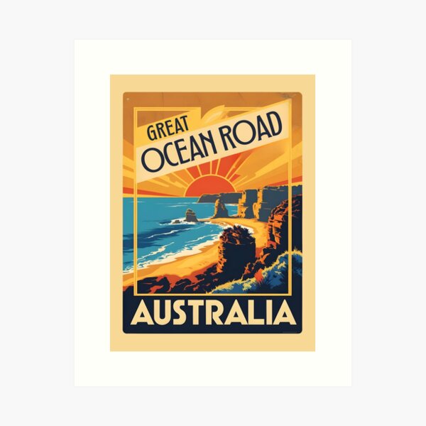 Item preview, A Vintage Travel Art of the Great Ocean Road - Australia designed and sold by GoodOldVintage.