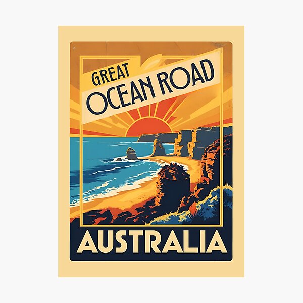 Item preview, A Vintage Travel Art of the Great Ocean Road - Australia designed and sold by GoodOldVintage.