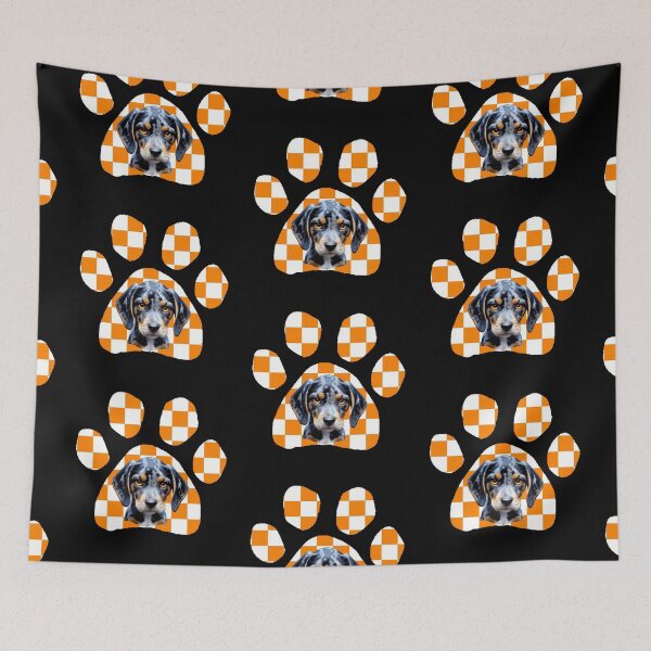 Item preview, Orange & White Checkerboard Puppy Paw designed and sold by Pickle Wicked Designs.