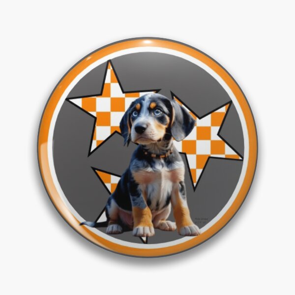 Item preview, Tennessee Orange Tri-Star with Bluetick Puppy named Peyton designed and sold by Pickle Wicked Designs.