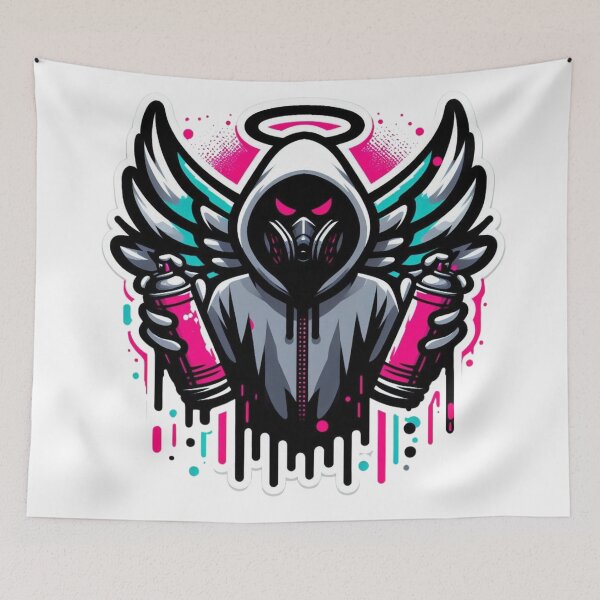 Item preview, Graffiti Angel with Spray Cans – Street Art Rebel Design designed and sold by WakeUpYourBrain.