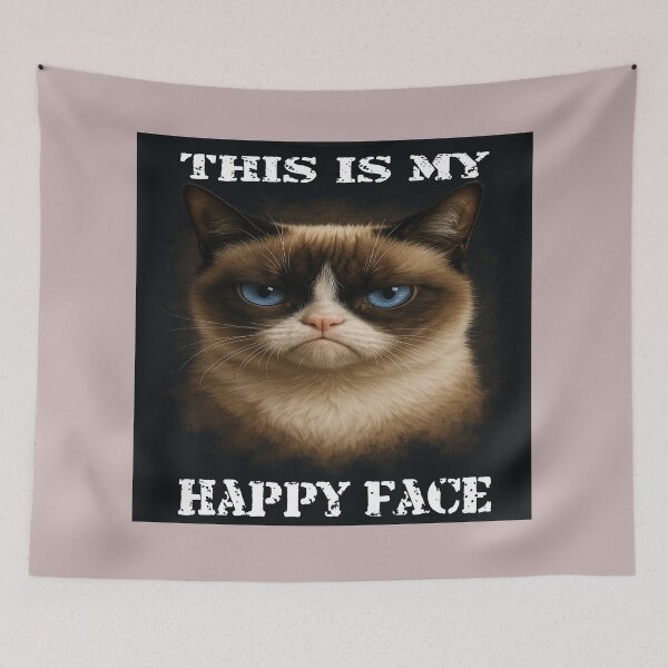 Item preview, Grumpy Cat Shirt - This Is My Happy Face - Funny Graphic Tee for Men, Women, Girls  designed and sold by MoodCircuit.