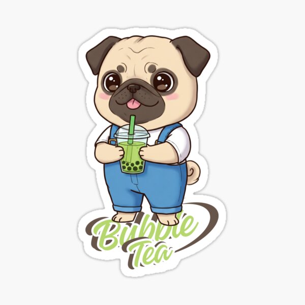 Item preview, Sweet Pug with Matcha Boba Tea designed and sold by Claustronautas.