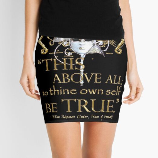Shakespeare Hamlet "own self be true" Quote Mini Skirt