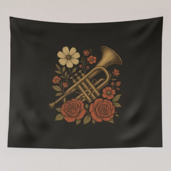Item preview, Trumpet among rustic flowers designed and sold by Meandmyshop.