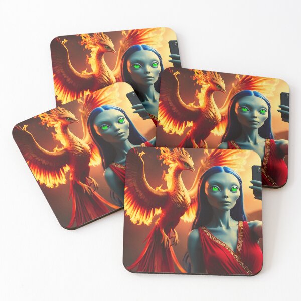 Item preview, Alien Selfie with a Phoenix designed and sold by StaggDevon.