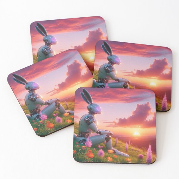 Item preview, robotic bunny and sunset designed and sold by Dogandesighn.