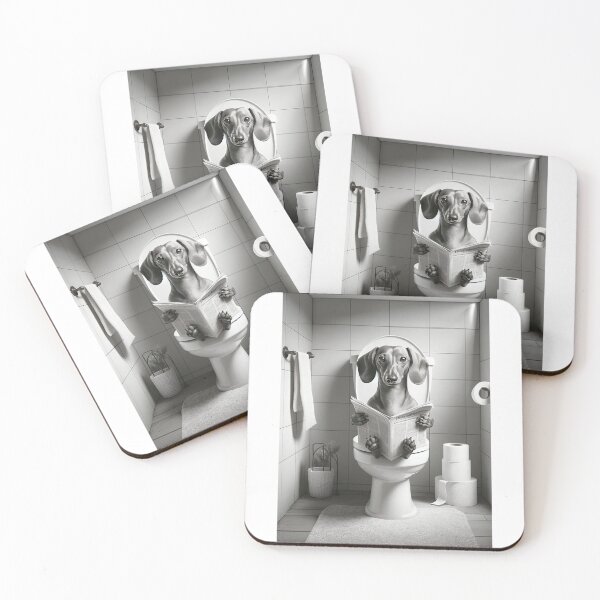 Item preview, Dachshund Wall Art, Funny Bathroom Decor, Dachshund Dog in Toilet, Animal in toilet designed and sold by MassonCalepon.