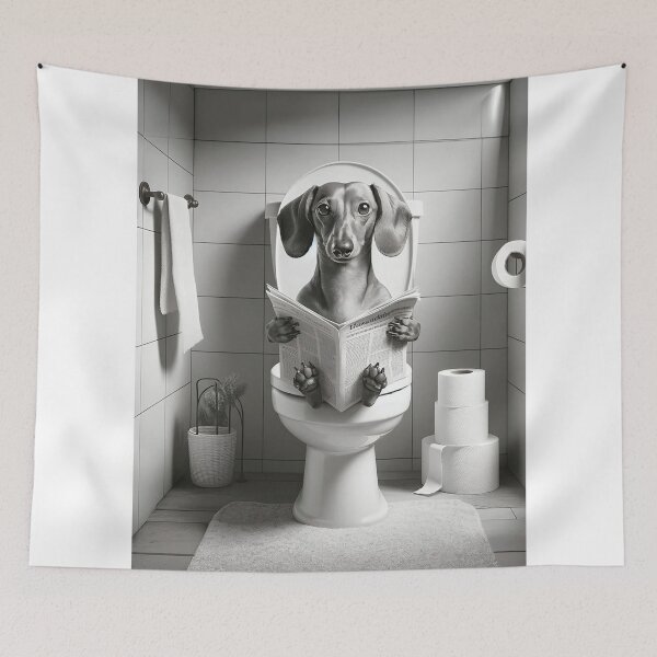 Item preview, Dachshund Wall Art, Funny Bathroom Decor, Dachshund Dog in Toilet, Animal in toilet designed and sold by MassonCalepon.
