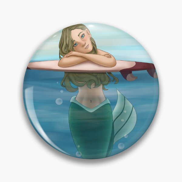 Item preview, Mermaid leaning in a surf board designed and sold by AssortedDrawings.