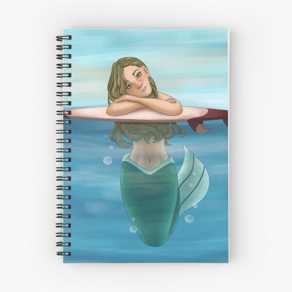 Item preview, Mermaid leaning in a surf board designed and sold by AssortedDrawings.