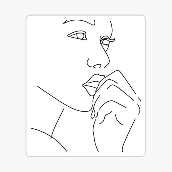 Minimalist Vogue-Inspired Girl Outline Aesthetic Design Sticker