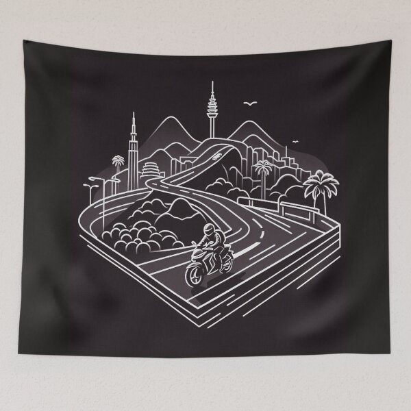 Item preview, Biker's Journey Through Lampung – AI Vector Art of Urban Adventure for Touring Lovers and Cityscape Enthusiasts designed and sold by knalpot-design.