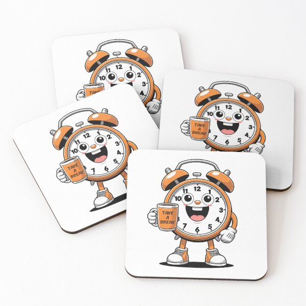 Item preview, A cute alarm clock character holding a coffee mug designed and sold by EnigmaVoid.