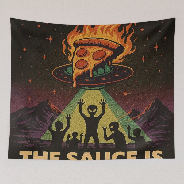 Item preview, The Sauce Is Eternal – Interstellar Pizza Cult designed and sold by GalenaDeco.