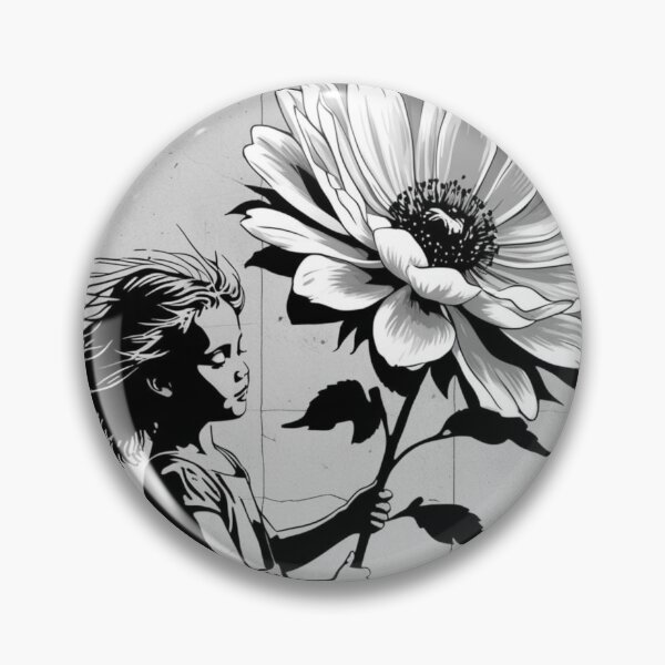 Item preview, Girl with Giant Flower - Black and White  designed and sold by AlinaSCorner.
