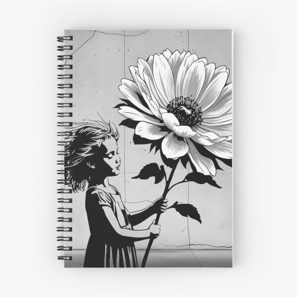 Item preview, Girl with Giant Flower - Black and White  designed and sold by AlinaSCorner.