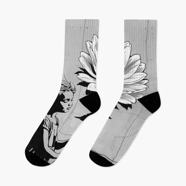 Item preview, Girl with Giant Flower - Black and White  designed and sold by AlinaSCorner.