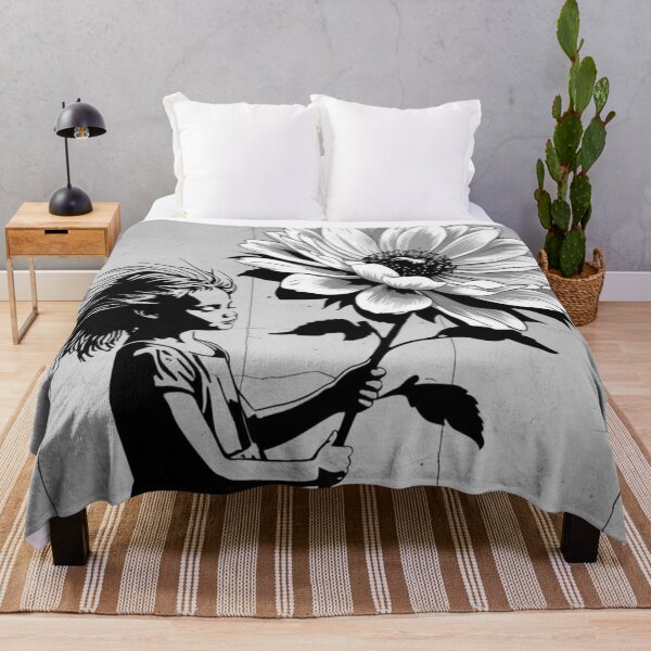 Item preview, Girl with Giant Flower - Black and White  designed and sold by AlinaSCorner.