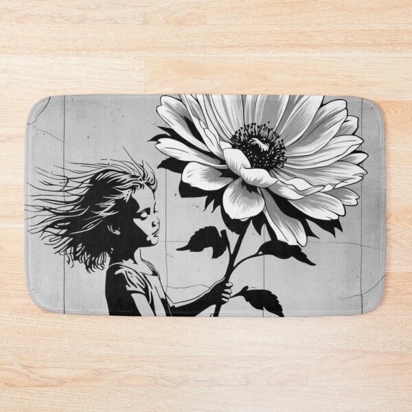 Item preview, Girl with Giant Flower - Black and White  designed and sold by AlinaSCorner.