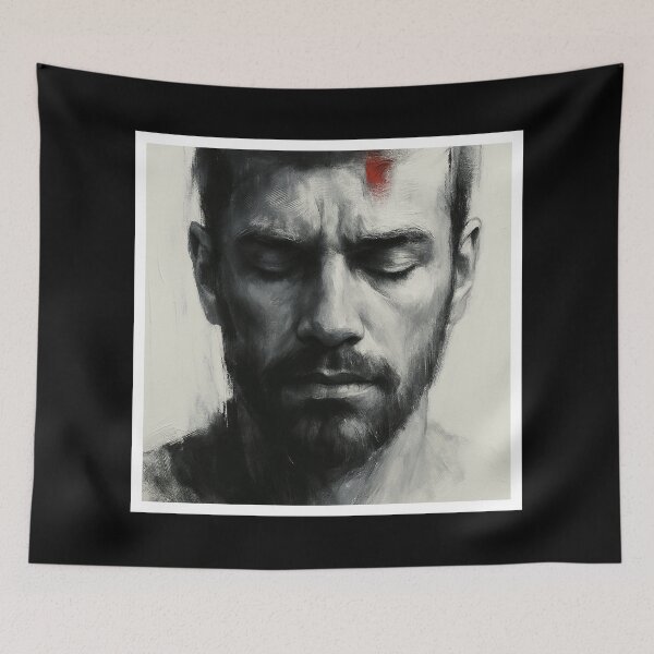 Item preview, Reduced portrait, thoughtful expression with injury designed and sold by BRIGHTLOOKS.