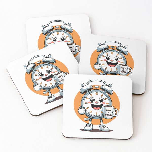 Item preview, A cute alarm clock character holding a coffee mug designed and sold by EnigmaVoid.