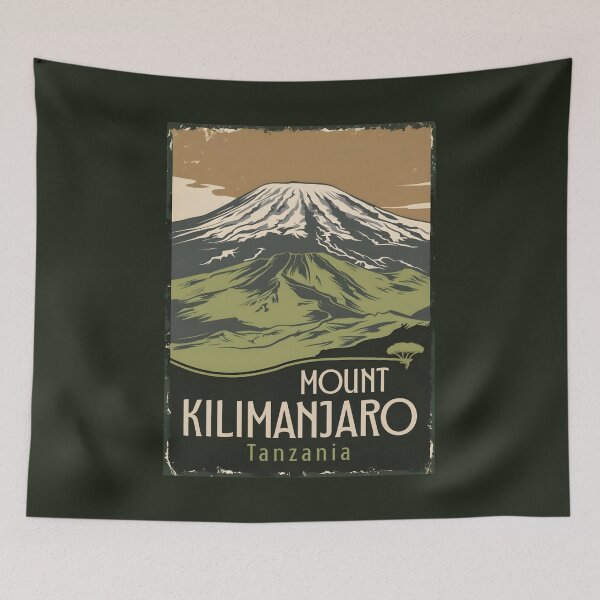 Item preview, A Vintage Illustration of Mount Kilimanjaro - Tanzania  designed and sold by GoodOldVintage.