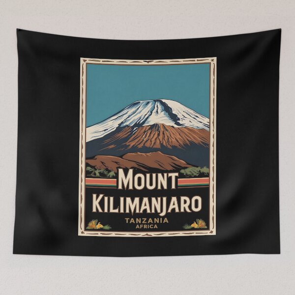 Item preview, A Vintage Illustration of Mount Kilimanjaro - Tanzania  designed and sold by GoodOldVintage.