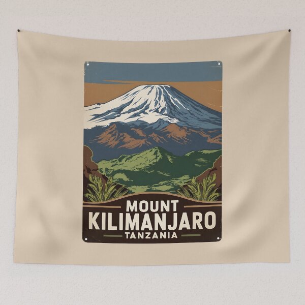 Item preview, A Vintage Illustration of Mount Kilimanjaro - Tanzania  designed and sold by GoodOldVintage.