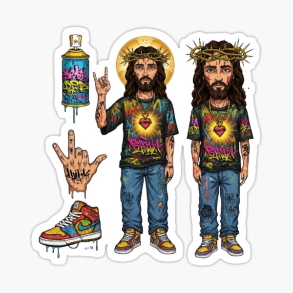 Aperçu de l'œuvre Rap Jesus : Le Messie de la rime venu d'en haut créée et vendue par Tom Freeman.