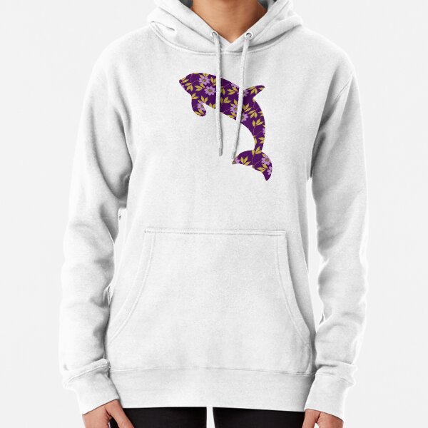 Vista previa del artículo con la obra «Orca floral púrpura», diseñado y vendido por DesignedByRandR.